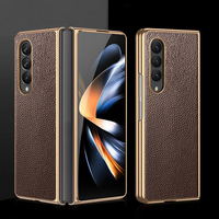 Luxury Plating Leather Shockproof Case With Camera Protection For Samsung Galaxy Z Fold 4 3