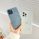Fashion Gradient Laser Love Heart Pattern Clear Phone Case For iPhone 13 12 11 Series