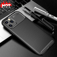 Shockproof Carbon Fiber Slim Silicone Leather Case for Apple iPhone 13 12 11 Series