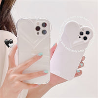 Ins 3D Stereo Love Heart Camera Girly Clear Case for iPhone 12 11 Series