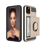 Fabulous Slide Card Slot Ring Holder Case For iPhone 13 12 11 Series