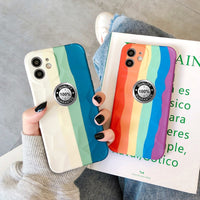 Luxury Rainbow Basketball Air Stripe Line Silicone Phone Case for iPhone 12 11 Series