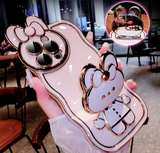 New Cartoon Rabbit Case With Makeup Mirror Holder For iPhone 14 13 12 series