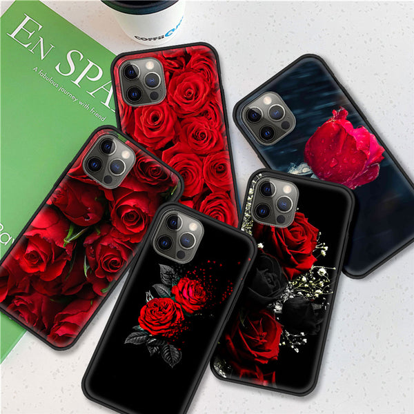 Bright Red Rose Flowers Case For iPhone 12 11 Series