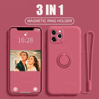 Luxury Magnetic Ring Holder Silicone Case For iPhone 13 12 11 Series