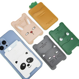 Fun Cute Animal Leather Back Portable Card Bag For iPhone 14 13 12 series