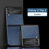 Hard Plastic Leather Back Cover on For Sumsung Z Flip 3