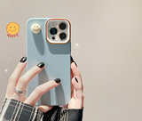 Smiley Cartoon Solid Color Silicone Case For iPhone 14 13 12 series