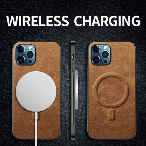 Luxury Magsafe Wireless Charging Silicone PU Leather Phone Case For iPhone 12 11 Series