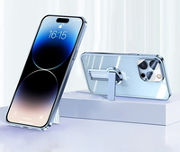 Luxury 360 Folding Stand Plating Full Lens Protector Clear Case For iPhone 14 13 12 series