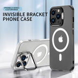 Matte Silicone Magnetic Wireless Magsafe Metal Stand Lens Case for iPhone 13 12 Pro Max