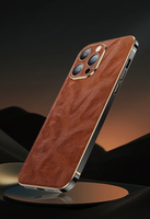 Premium Leather Oil Wax Metal Border Case for iPhone 14 13 series