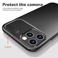 Shockproof Carbon Fiber Slim Silicone Leather Case for Apple iPhone 13 12 11 Series