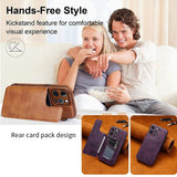 Luxury Card Slot Leather Camera Protective Stand Flip Case for iPhone 14 13 12 series