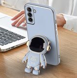 Electroplated Astronaut Folding Stand Camera Protection Case for Samsung Galaxy S22 S21 S20 Ultra Plus