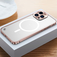 Clear Magsafe Magnetic Case Aluminum Alloy Protection Bar for iPhone 13 12 series