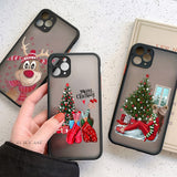 Merry Christmas Cute Elk Soft Bumper Matte Camera Protector Case For iPhone 13 12 11 Series