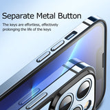 Luxury Stainless Steel Frame Lens Protection Transparent Matte Glass Back Case For iPhone 13 12 Pro Max