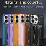 Genuine Leather Holder Ring Card Pocket Case for iPhone 13 12 11 Pro Max Mini