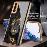 Luxury Plating Glass Anti knock Protection Hard Cover Case For Samsung S21 Ultra Plus 5G