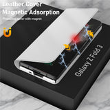 Luxury Magnetic Ultra thin PU Leather Camera Protection Shockproof Case for Samsung Galaxy Z Fold 3