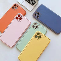 Luxruy Vintage Gold Plated PU Leather Silicone Case for iPhone 11 Series