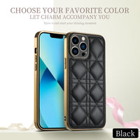 Luxury Quality Soft Leather Square Plaid Case for iPhone 13 series