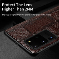 Retro Splice Genuine Leather Phone Case For Samsung Galaxy S20 Series