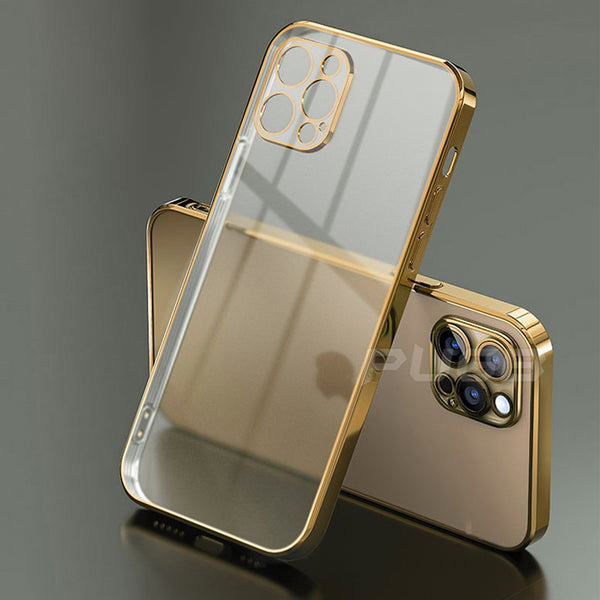 Luxury Plating Square Frame Transparent Case For iPhone 12 11 Series