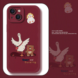 Cute Duck Color Square Block Pastel Case For iPhone 14 13 12 series