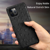 Real Ostrich Leather Case For iPhone 12 & 11 Series