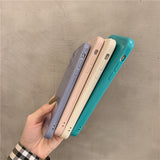 Luxury Vintage Fashion Square Solid Candy Color Ultra-thin Liquid Silicone Phone Case for iPhone 12 Series