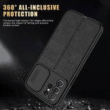 Lychee Pattern Leather Case Slided Camera Protector Cover For Samsung Galaxy S21 Series