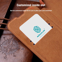 Slide Camera Lens Protector Vintage Qin Flip Wallet PU Leather Case For iPhone 13 Series