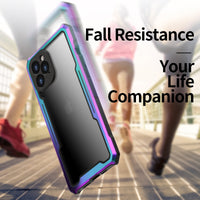 Colorful Rainbow Metal Bumper Transparent Shockproof Armor Case For iPhone 12 Series