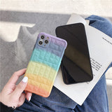 Luxury Square Gradient Rainbow Building Blocks Waterproof Case for IPhone 11 Series