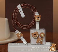 Cute Cartoon 3D Little Bear 18W Charger USB Data Cable Wrapping Case For iPhone 14 13 12 series
