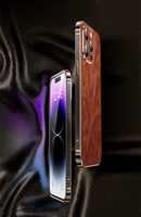 Premium Leather Oil Wax Metal Border Case for iPhone 14 13 series