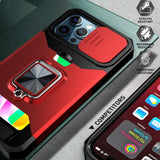 Slide Camera Protector Shockproof Case with Card Slot for iPhone 13 12 11 Series