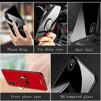 Magnet Ring Holder Stand Tempered Glass Back Case For Samsung Galaxy S21 Series