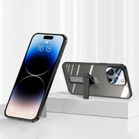 Luxury 360 Folding Stand Plating Full Lens Protector Clear Case For iPhone 14 13 12 series