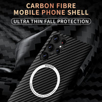 Carbon Fiber Texture Wireless Charging Magsafe Case for Samsung Galaxy S22 S21 Plus Ultra