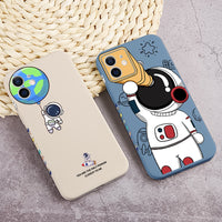 Liquid Silicone Astronaut Spaceship Case for iPhone 13 12 11 Series