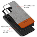 Canvas Leather Magnetic Case for Samsung Galaxy S22 S21 S20 Note 20 Ultra Plus