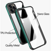 Luxury Transparent Metal Frame Nano Glass Case for iPhone 12 11 Series