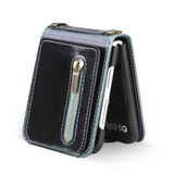 Luxury Leather Zipper Wallet 360° Full Protection Case For Samsung Galaxy Z Flip 3