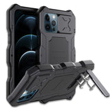 Rugged Aluminum Military Grade Armor Slide Camera Lens Kickstand Case for iPhone 13 12 11 Pro Max