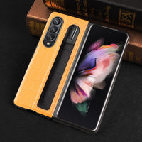 Luxury Fashion Leather Pen slot Case for Samsung Galaxy Z Fold 3