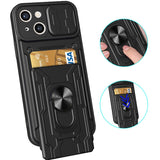 Card Magnetic Bracket Armor Slide Camera Protection Case for iPhone 13 12 11 series