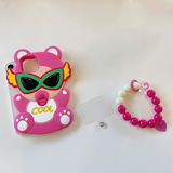 Pacifier Sunglasses Girl Pink Hand String Drop Resistant Silica Gel Case For iPhone 14 13 12 series